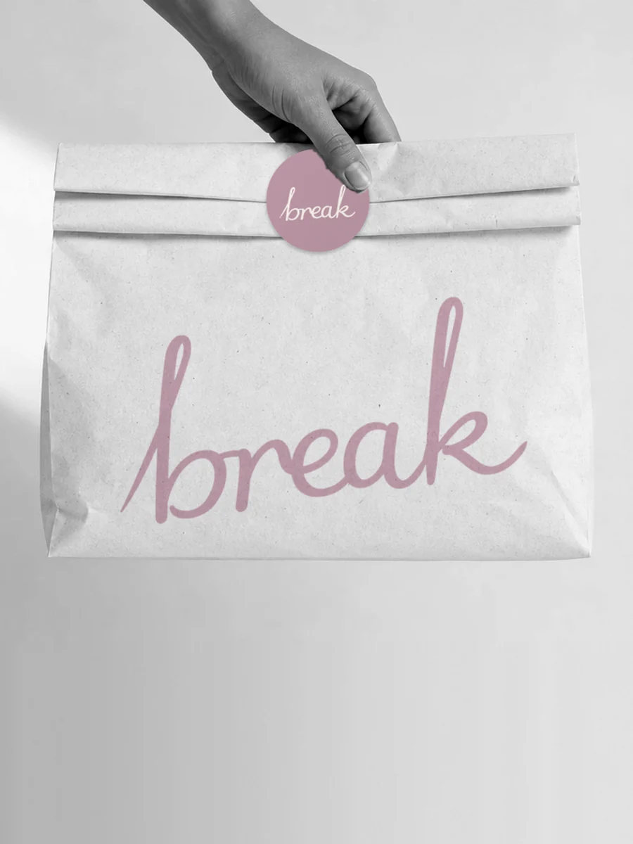 Packaging para break: bolsa de papel en blanco y negro
