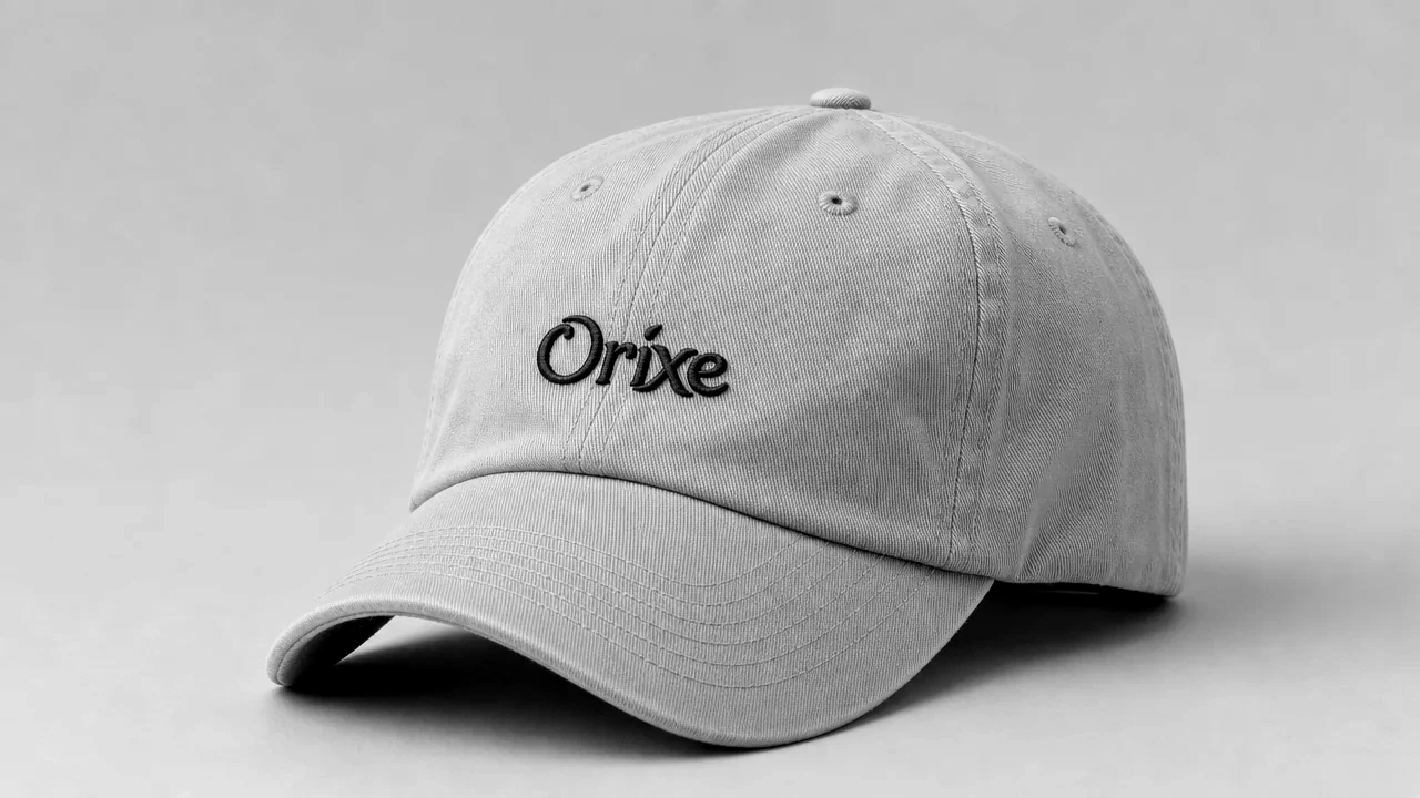 Branding para Orixe: gorra bordada en blanco y negro
