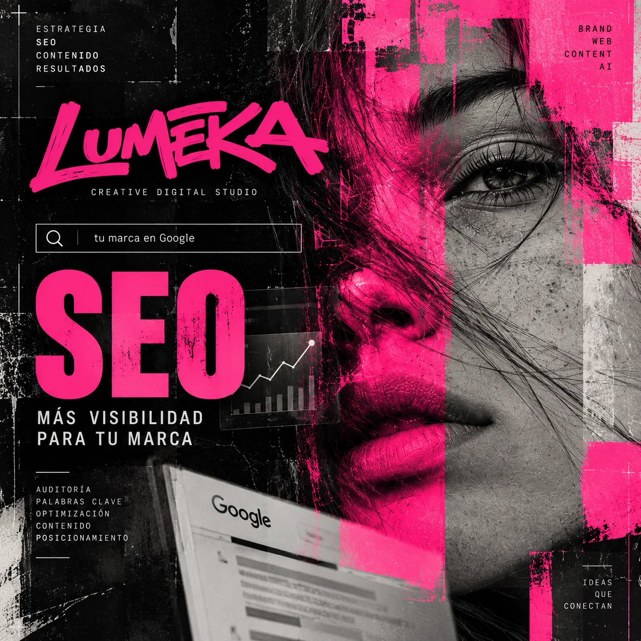 Cartel de Lumeka Studio sobre posicionamiento SEO: más visibilidad para tu marca en Google